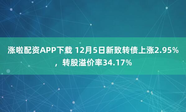 涨啦配资APP下载 12月5日新致转债上涨2.95%，转股溢价率34.17%
